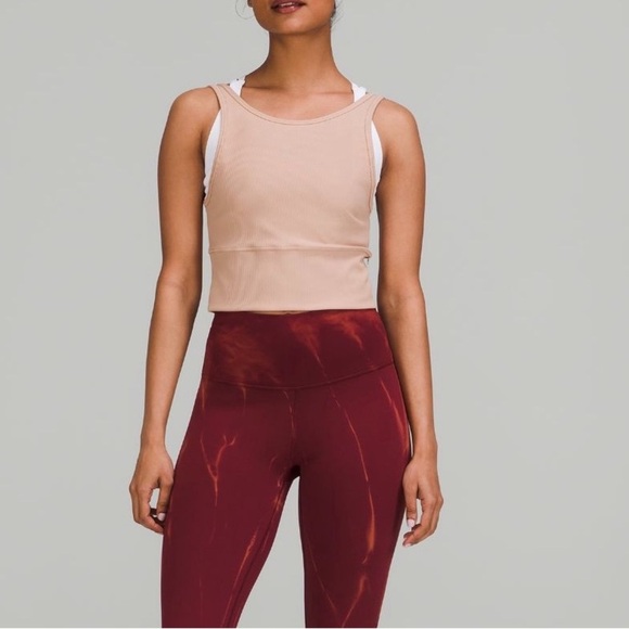 Lululemon Power Pivot Ribbed Tank Top in Pink Clay - Picture 2 of 5